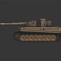 Sand Colored Military Tank With Long Gun Barrel Heavy Tracks And Turret Armor