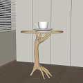 Modern Interior With Gold Side Table Featuring Branch-shaped Base And Round Tabletop 3d model