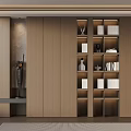 Modern Wooden Bookcase Interior Design With Multiple Shelves Books And Decorative Items