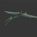 Red and White Flying Pterosaur Model with Extended Wings on Grey Background