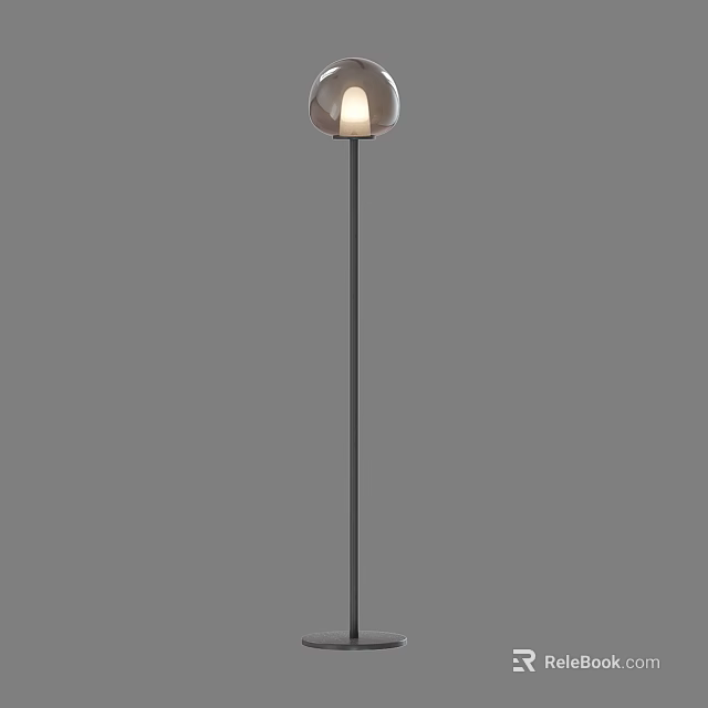 Modern Floor Lamp With Sleek Metal Stand And Glass Shade Design 3d model 