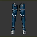 Blue and White Decorative Boots with Silver Accents and Elaborate Design Details