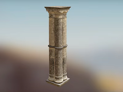 Classical Roman Column With Stone Texture Intricate Carvings Base And Capital 3d model