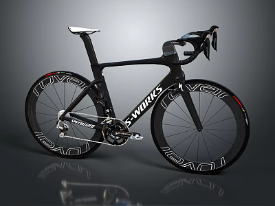 Black Aerodynamic LWORKS Road Bicycle With Carbon Fiber Frame And Sleek Racing Wheels 3d model