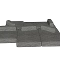 Modern Gray Fabric Modular Sectional Sofa with Multiple Seating Sections and Cushions 3d model