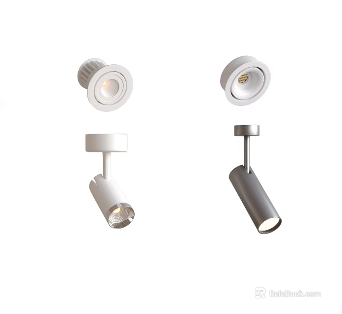 Modern Style Downlights And Spotlights In White And Gray For Home Lighting 3d model 