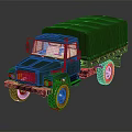 Green Military Truck With Canvas Covered Cargo Bed Sturdy Wheels And Exterior View