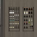 Stylish Golden Metal Wine Racks With Various Bottles In Modern Interior