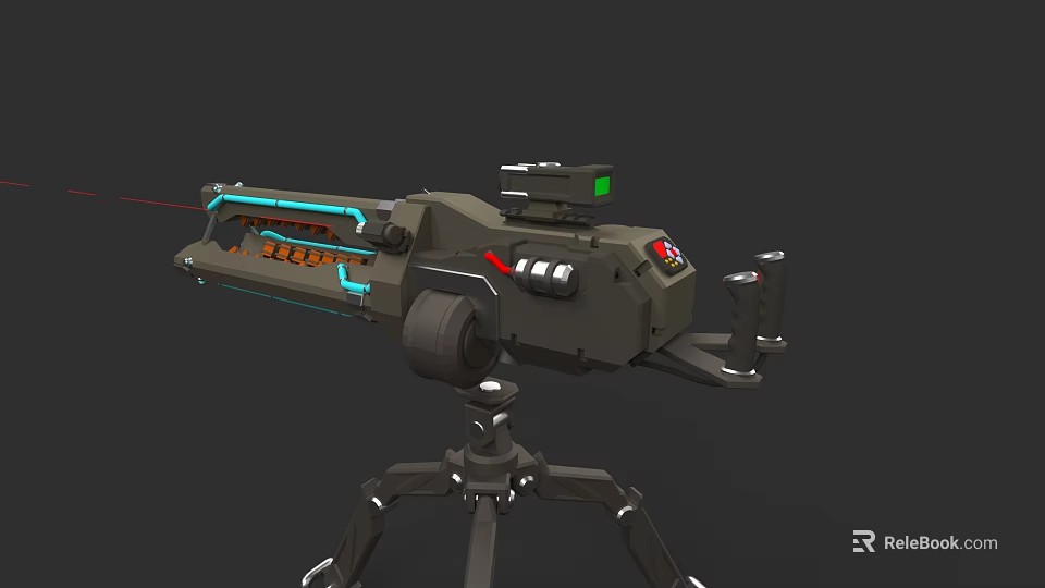Advanced Tactical Weapon With Tripod Stand Laser Sight And Control Panel 3d model 