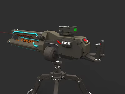 Advanced Tactical Weapon With Tripod Stand Laser Sight And Control Panel 3d model