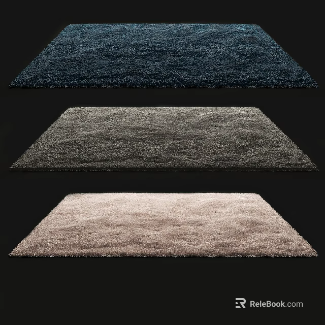 Soft Plush Square Rugs in Navy Blue Gray and Light Beige for Home Decor 3d model 