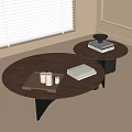 Round Wooden Coffee Tables With Tray White Candles Books And Black Bowl In Modern Living
