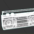 Black Portable Retro Boombox With Dual Speakers Knobs Buttons And Handle 3d model