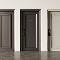 Modern Security Doors In Three Different Colors With Door Locks And Frames 3d model