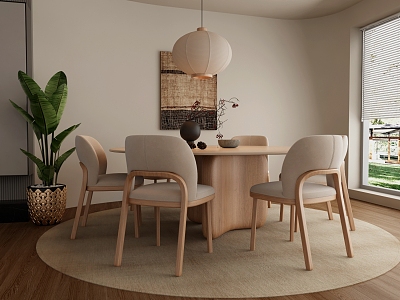 Indoor Dining Table Restaurant Table Chair Silent Wind Dining Table 3d model