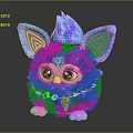 Cute Purple Fluffy Game Movie Character With Large Ears Colorful Decorations And Pink Feet