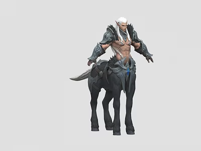 Mythical Half Human Half Horse Game Character With Elf Ears White Hair And Armor 3d model