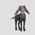 Mythical Half Human Half Horse Game Character With Elf Ears White Hair And Armor