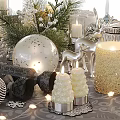 Elegant Dinnerware Set with Wine Glasses Candles and Decorative Balls for Festive Table Setting