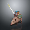 Man Riding Wild Boar Holding Long Spear Wearing Armor And Shield