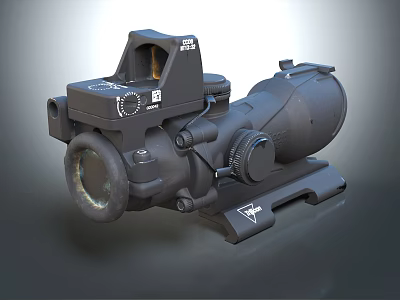 High Precision Tactical Optical Sight With Adjustable Knobs And Mounting Base 3d model