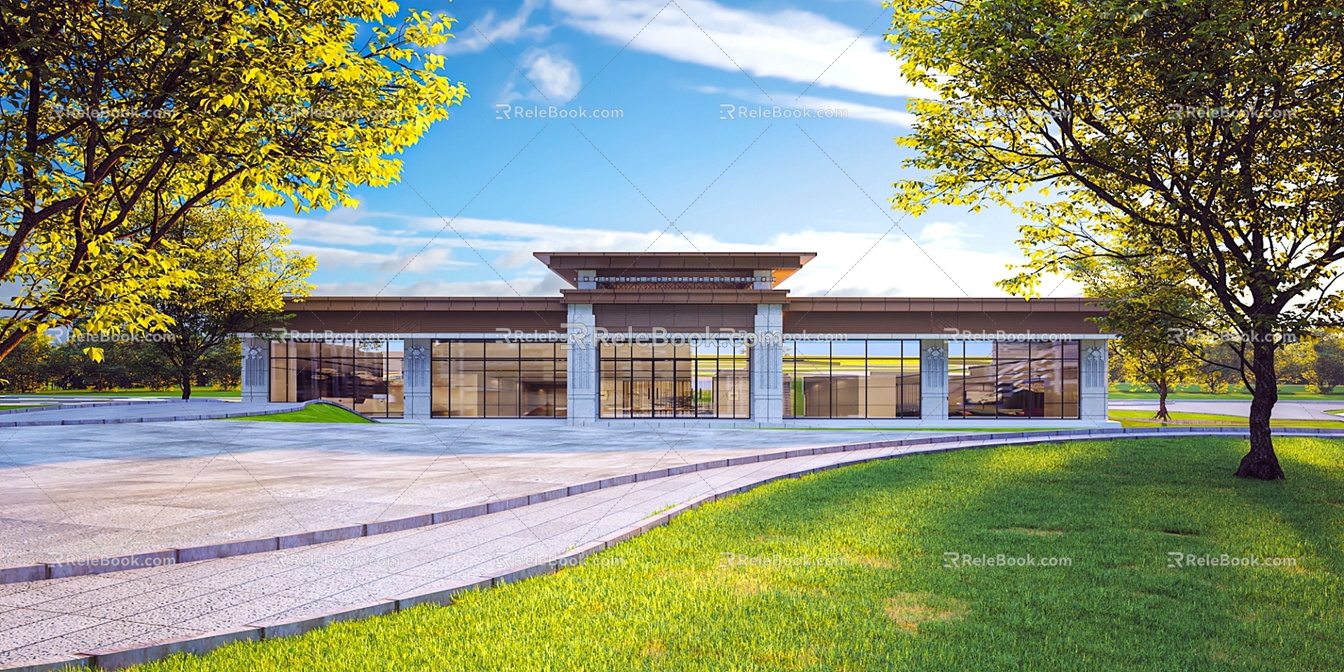 Sales Office Building Club Demonstration Area Commercial Street Office Building Chinese Style Sales Office Chinese Style Door Service Center Activity Center Distribution Room Guard 3d model