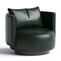 Dark Brown Leather Single Sofa Modern Minimalist Design With Round Base And Comfortable Backrest 3d model