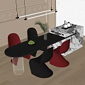 Modern Dining Table and Chair Combination Island Table Dining Table Dining Chair Single Chair 3d model