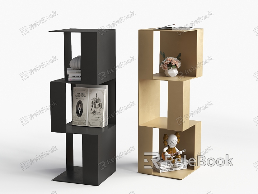 Modern Storage Rack Multifunctional Stainless Steel Bookcase Stainless Steel Combination Display Rack Creative Bookshelf Internet Celebrity Bookshelf Storage Cabinet model