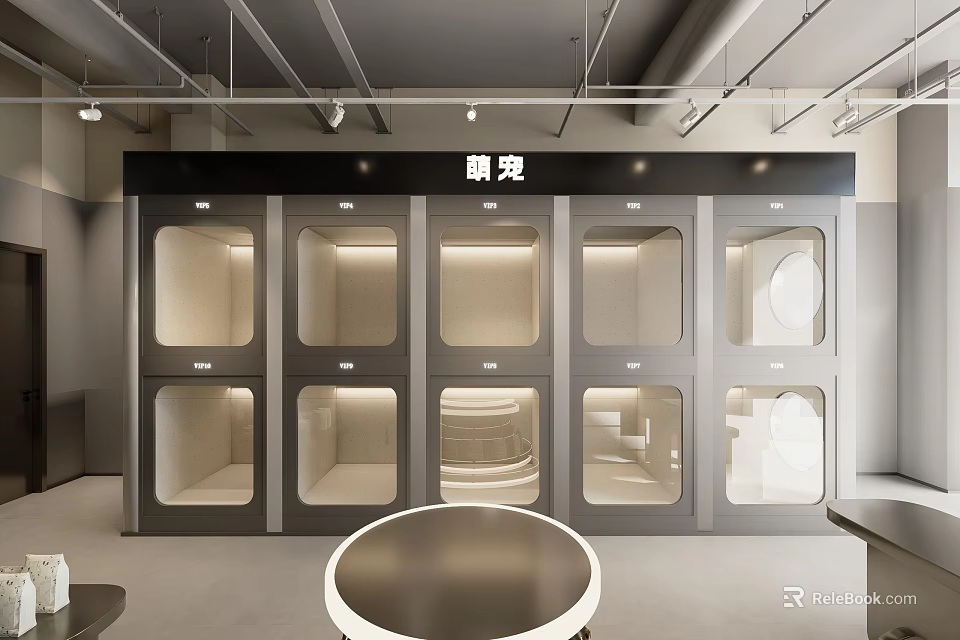 Modern Pet Shop Interior With Spacious Pet Cages And Comfortable Rest Areas Design 3d model 