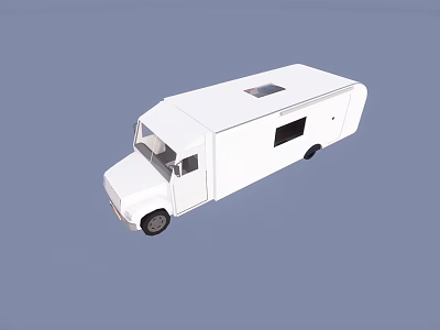 White Mobile Food Truck Vehicle With Side Window And Roof Sunroof 3d model