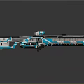 Futuristic Blue And White High Tech Weapon Featuring Intricate Design And Reflective Surface