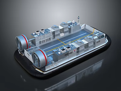 Hovercraft Model With Large Fans Deck Structure And Equipment Details 3d model