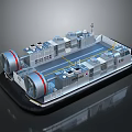 Hovercraft Model With Large Fans Deck Structure And Equipment Details