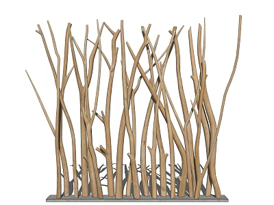 Natural Branch Inspired Wooden Partition Design For Modern Interior Spaces 3d model