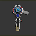 Futuristic Sci Fi Weapon With Blue White Red Accents And Yellow Grip Details