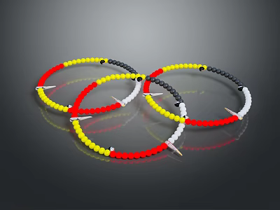 Colorful Beaded Bracelets With Red Yellow Black White Beads For Daily Life Accessories 3d model