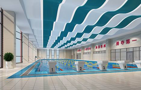 modern swimming pool gymnasium training pool 3d model