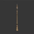 Golden Floor Standing Metal Candelabra With Two Arms And Ornate Decorative Design