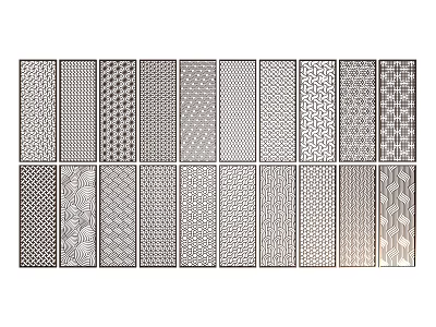Decorative Metal Screens With Various Laser Cut Patterns For Interior Design 3d model