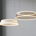 Elegant Modern Circular Pendant Lights With Striped Structure And Soft Glow For Interior 3d model