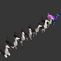 Colorful And Monochrome Llamas In Low Poly 3D Design Line Arrangement