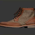 Ankle Boots With Leather Fabric Upper Classic Laces Brogue Details Brown Sole Stylish Daily Footwear