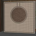 Modern Decorative Partition With Circular Panel Grid Pattern And Metal Frame 3d model