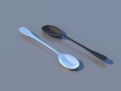 Modern Cutlery Set Featuring Silver and Black Spoons for Daily Dining Use 3d model