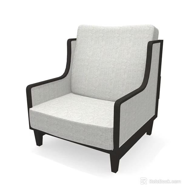 Light Gray Fabric Single Sofa With Dark Frame In Modern Minimalist Style 3d model