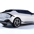 White Electric Car With Sleek Design Green Accented Wheels Modern Front Fascia