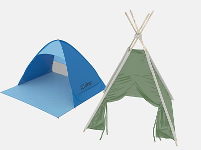 Colorful Children's Play Tents Blue Dome And Green Tepee For Kids Indoor Outdoor 3d model