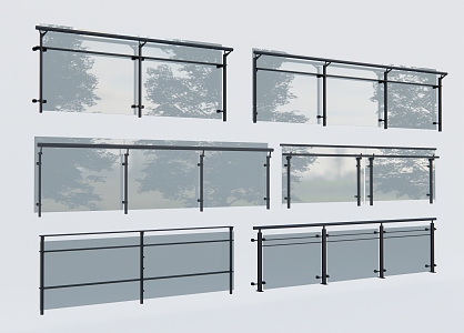 Glass Railing Glass Guardrail Outdoor Railing 3d model