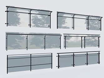 Glass Railing Glass Guardrail Outdoor Railing 3d model